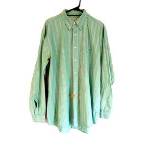Westport Supply Co. Green Striped  Button Down Shirt Size Large